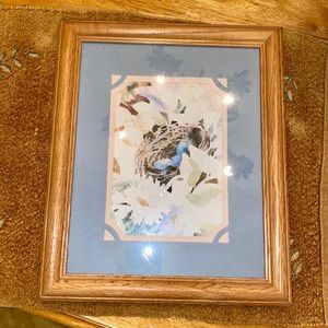 Die-cut mats Flowers & blue eggs in a bird nest.